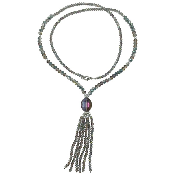 Vitrail Medium Glass Beaded Long Tassel Necklace - Picture 1 of 3